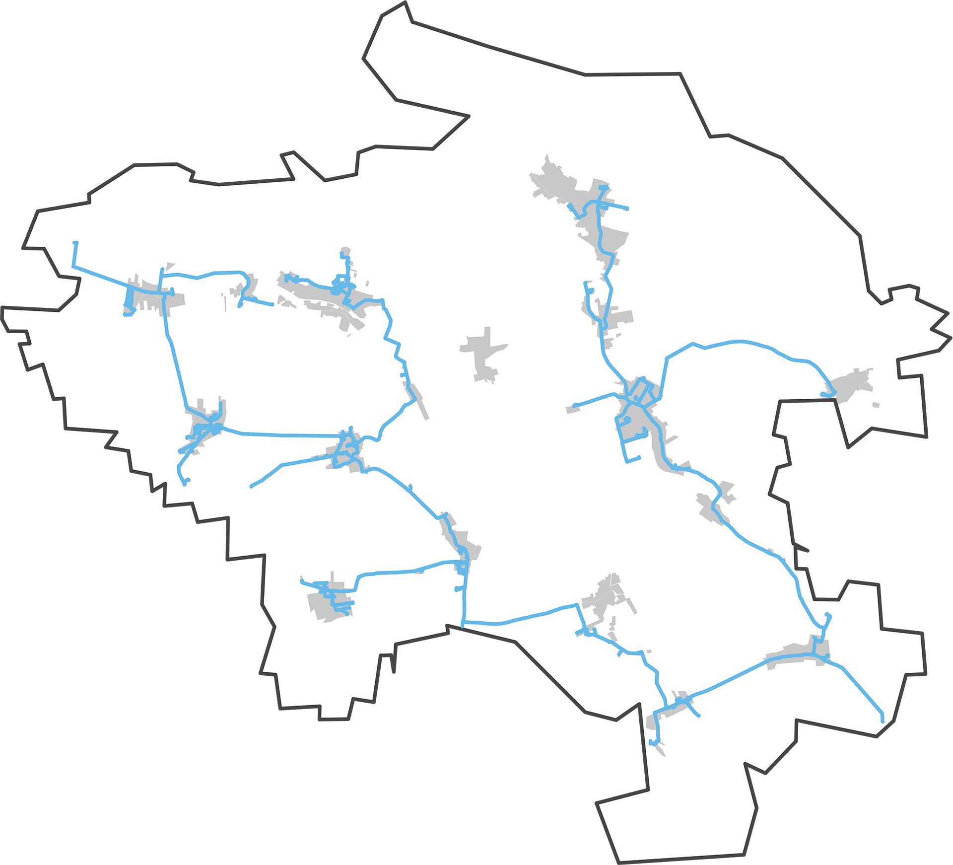 Karte der Gemeinde Lossatal mit Trassenverlauf