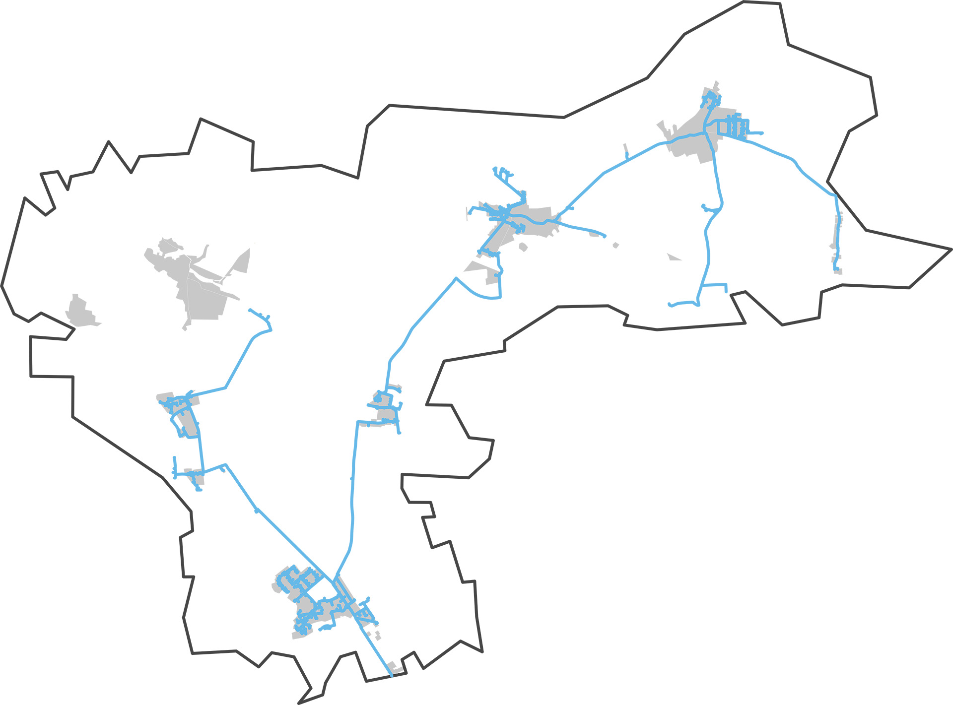 Karte der Gemeinde Thallwitz mit Trassenverlauf
